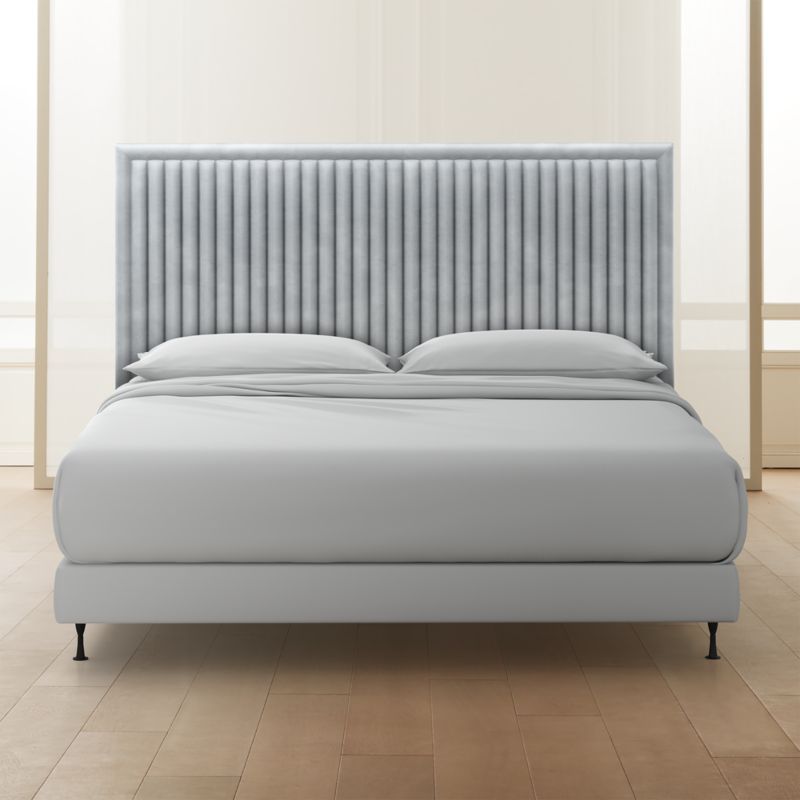 Channel Tufted Headboard Grey King + Adjustable Metal Frame + Reviews | CB2 | CB2