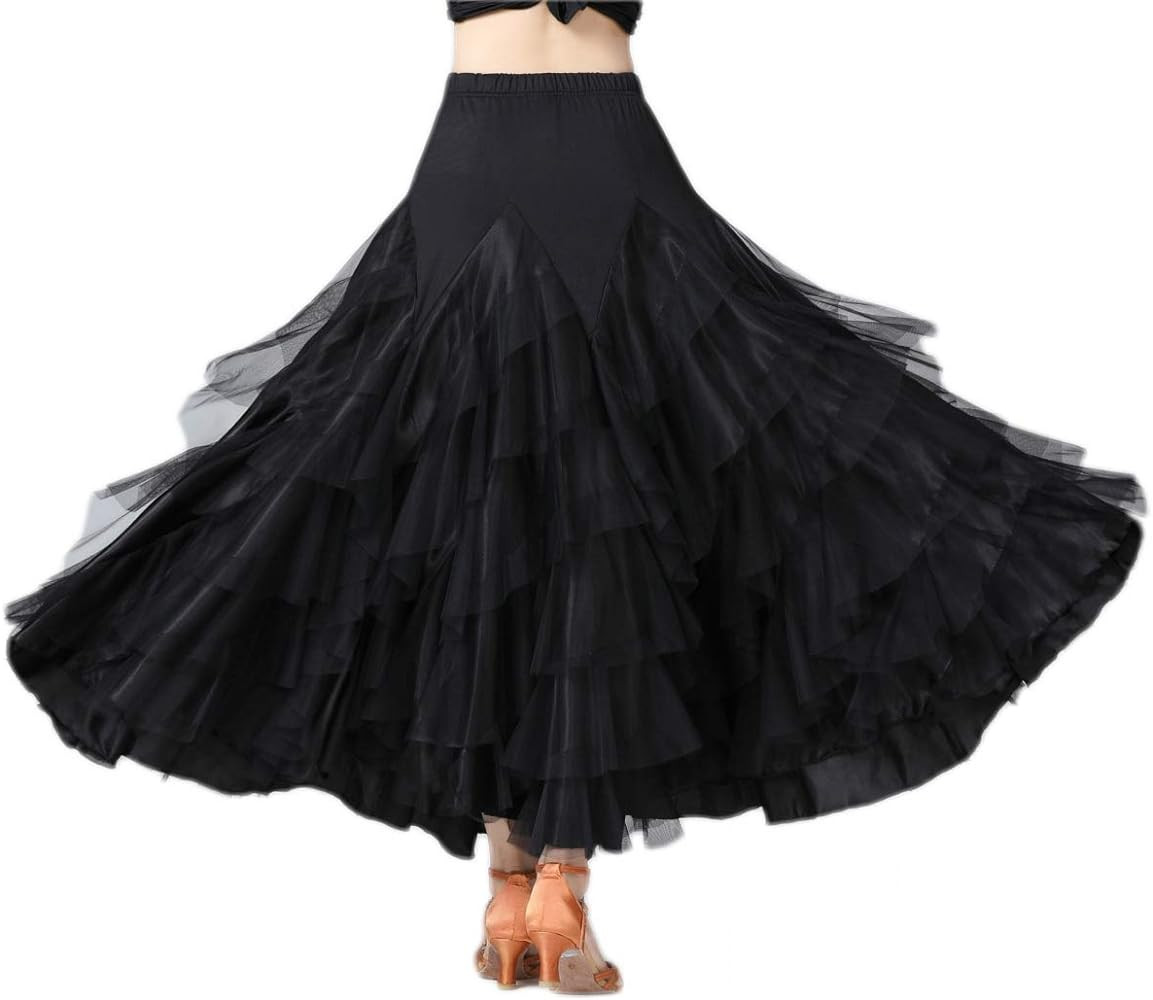 CISMARK Elegant Ballroom Latin Dance Party Long Swing Tiered Skirt for Women | Amazon (US)