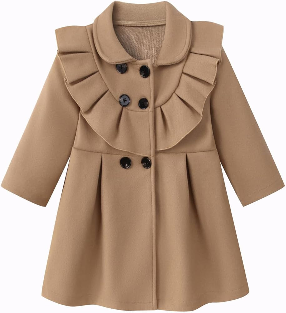 Toddler Baby Girl Coat Long Sleeve Buttons Ruffle Clothes Jacket Little Girls Dress Coat Fall Win... | Amazon (US)