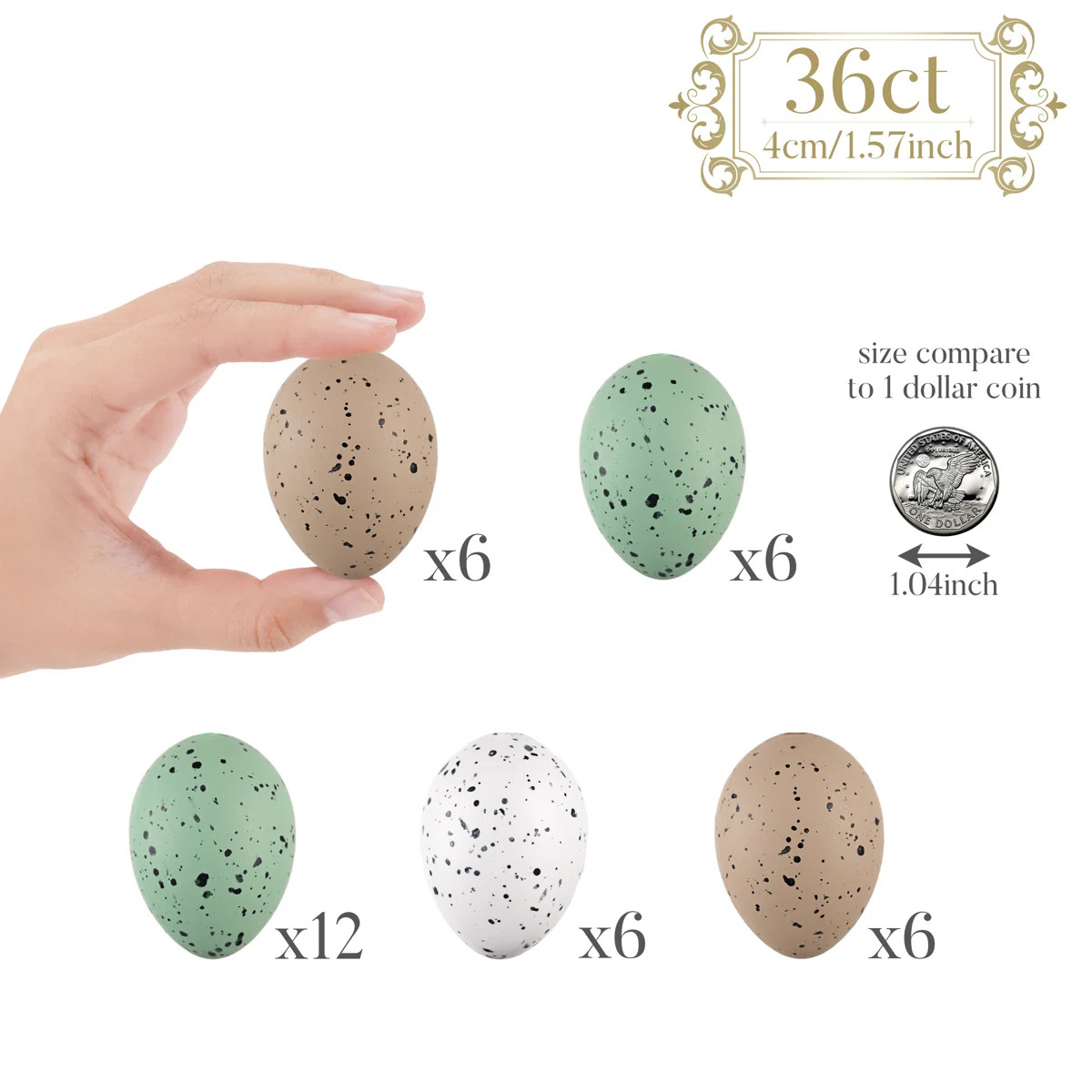 36Pcs Easter Eggs Ornaments for Small Tree Decorations, 1.57'' Nature Beige Green Plastic Easter ... | Wayfair North America