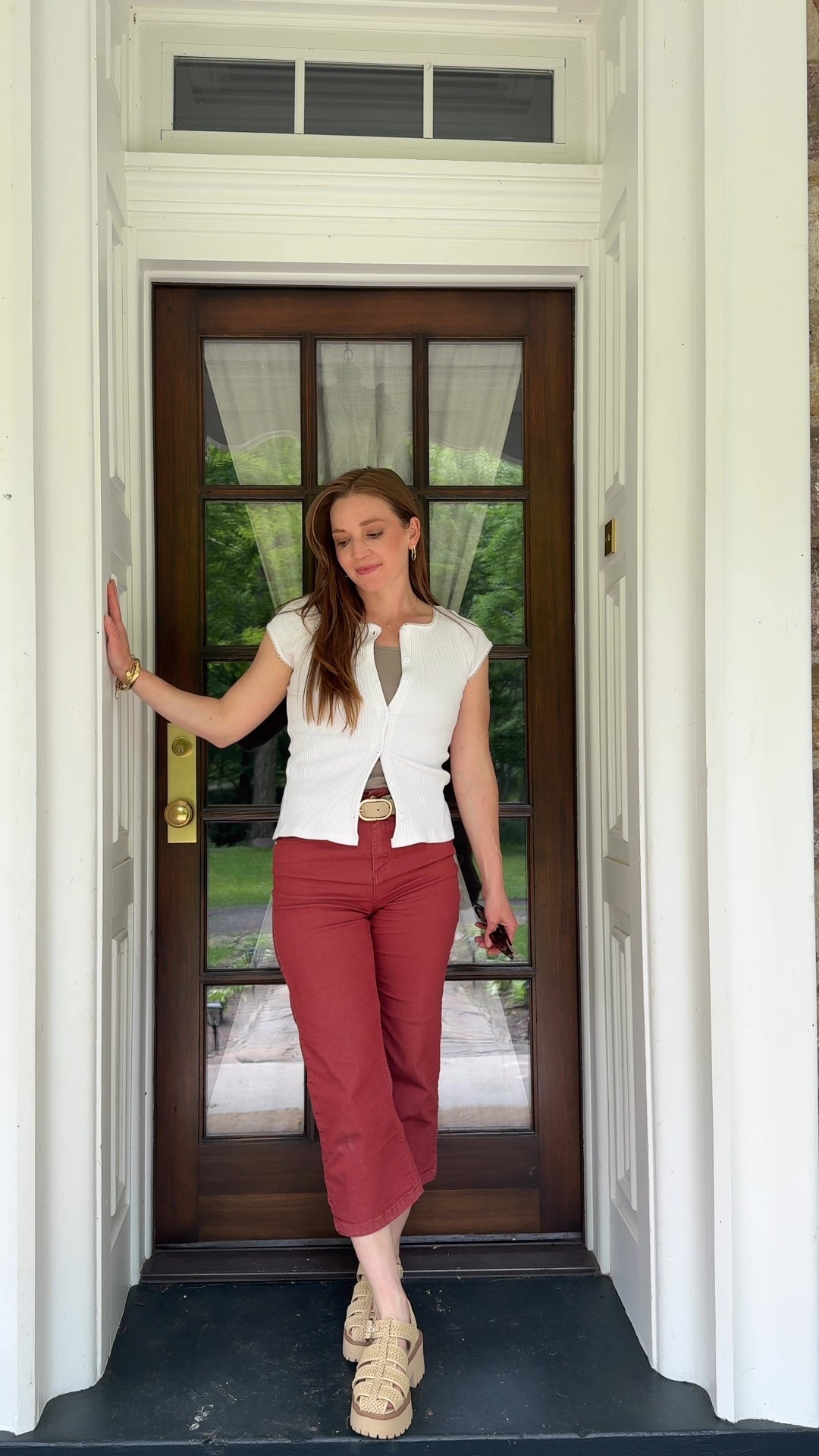 Obsessed with this Amazon find 🤍 The prettiest blouse with gorgeous sleeve + collar details, and it’s super comfy with the perfect stretch. I already grabbed one and just added another to my cart 🙈 Also, how cute are these summer sandals?! Love the bit of height they give me (short girl problems — I’m 5’2” 😅). Linking both in stories! #OOTD #AmazonFinds #SummerStyle #PetiteStyle 

#LTKSeasonal #LTKBeauty #LTKFindsUnder50