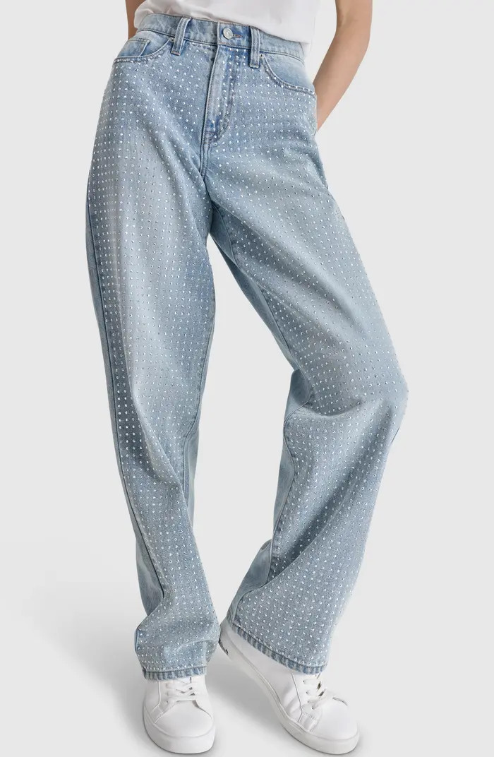 DKNY Rhinestone Studded High Waist Jeans | Nordstromrack | Nordstrom Rack