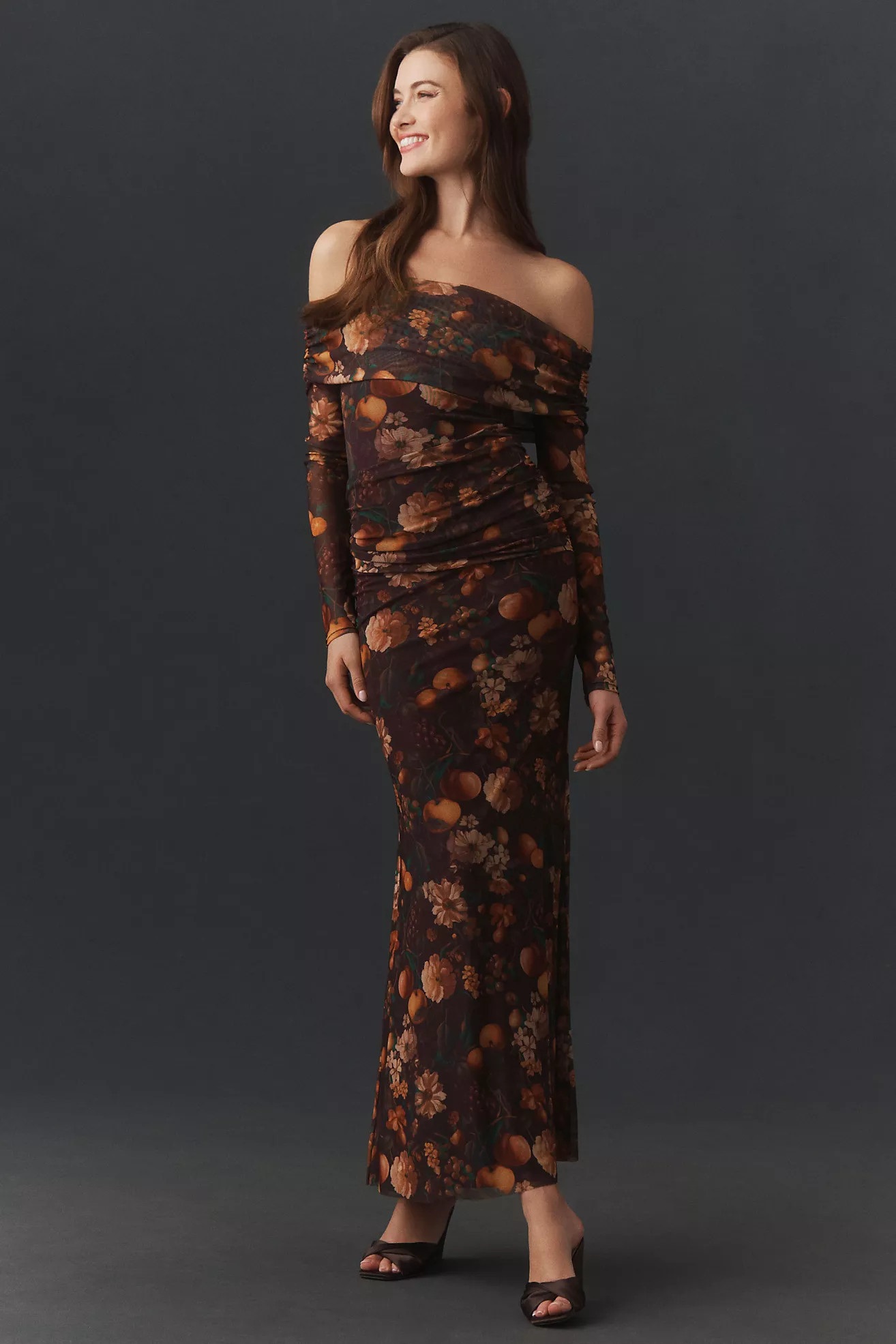 BHLDN Off-Shoulder Long-Sleeve Ruched Maxi Dress | Anthropologie (US)