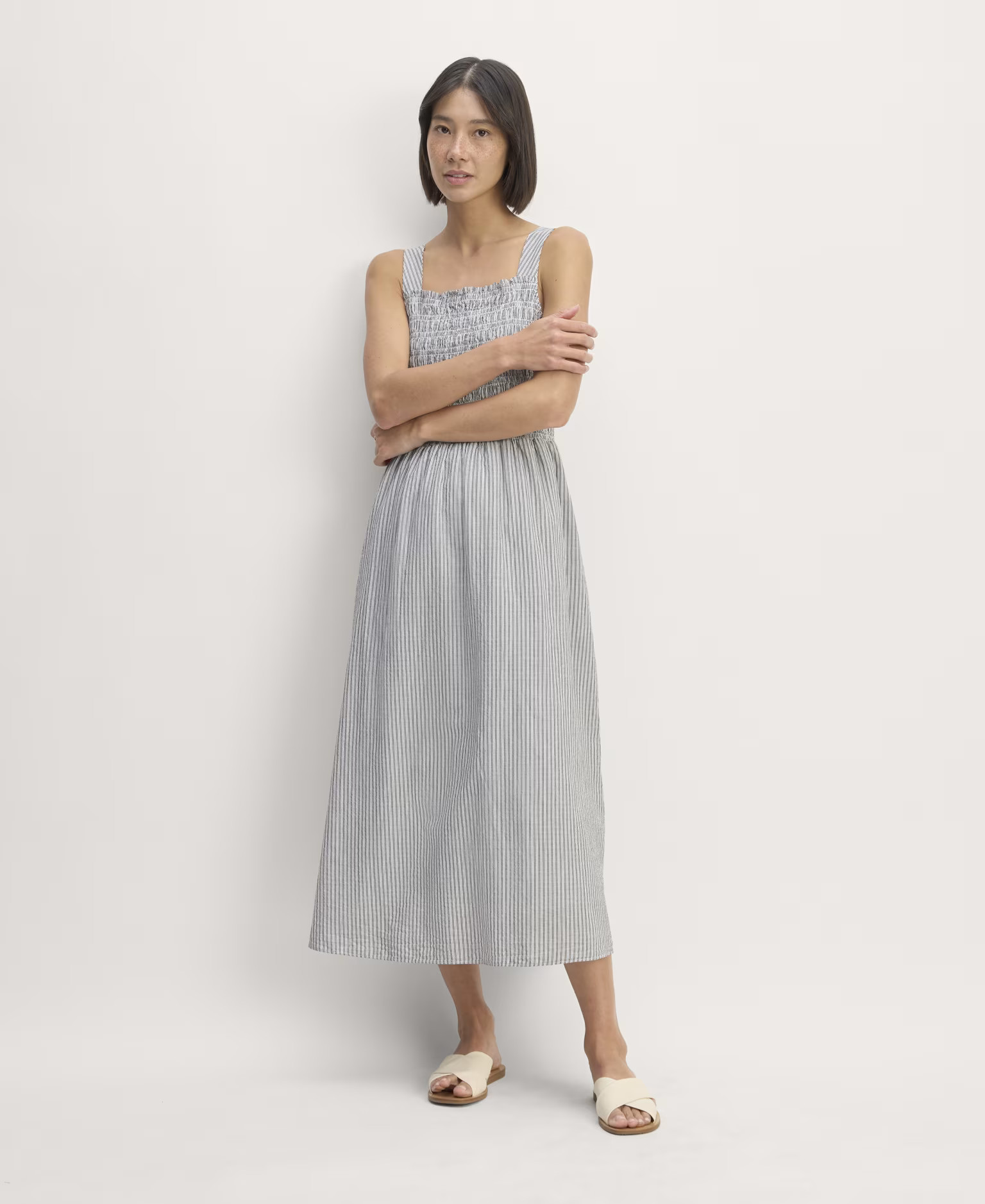 Women's Gauze Smock Dress by Everlane in White/Black, Size XS | Everlane