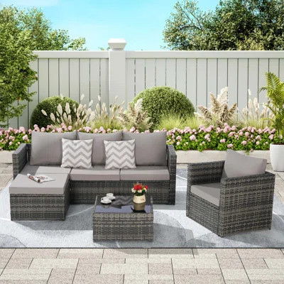 3 Pieces Patio Furniture Set,Outdoor Woven Sectional L- Shaped Patio Furniture ,Wicker Conversation Set With Single Sofa,And Detachable Lounger Coffee | Wayfair North America