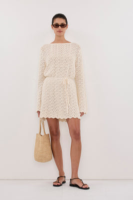 KEIRA NATURAL LONG SLEEVE KNIT MINI DRESS | DISSH