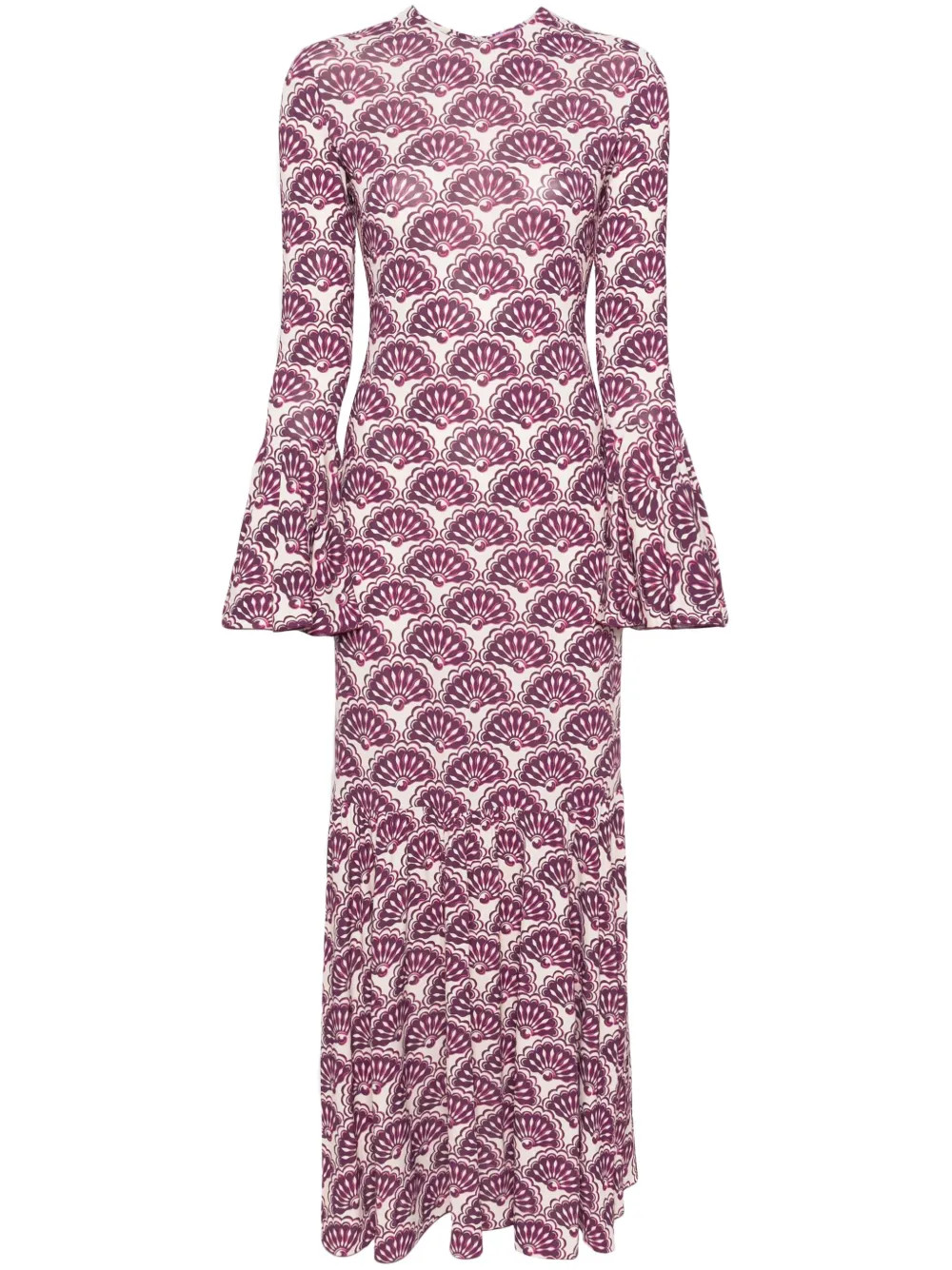 La DoubleJ Alba Fans-print Maxi Dress | Purple | FARFETCH | Farfetch Global