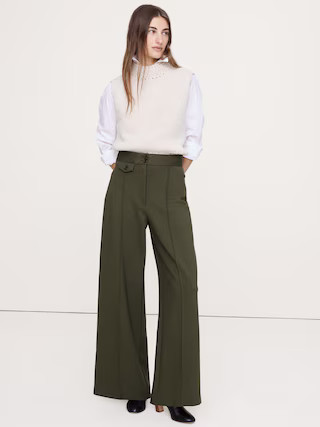 High Rise Wide-Leg Drapey Ponte Pant | Banana Republic (US)
