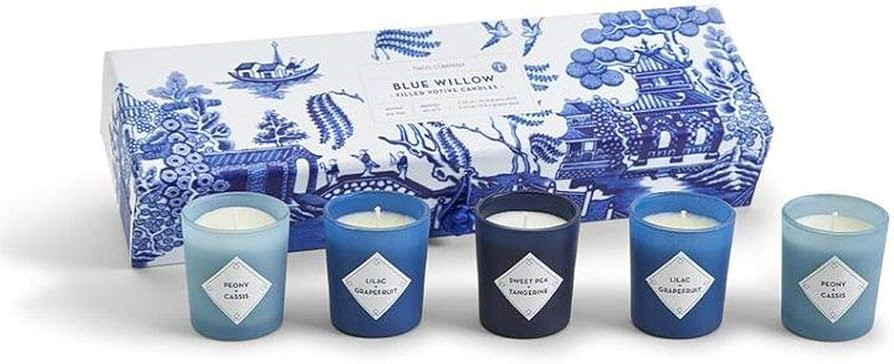 Two's Company Blue Willow Set of 5 Scented Candles in Gift Box | Amazon (US)