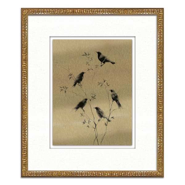 Framed Birds on Metallic Paper Wall Art, 25x21 | At Home