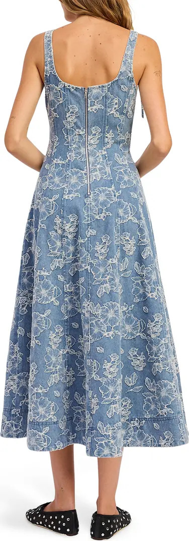Opal Embroidered Floral Denim Midi Dress | Nordstrom