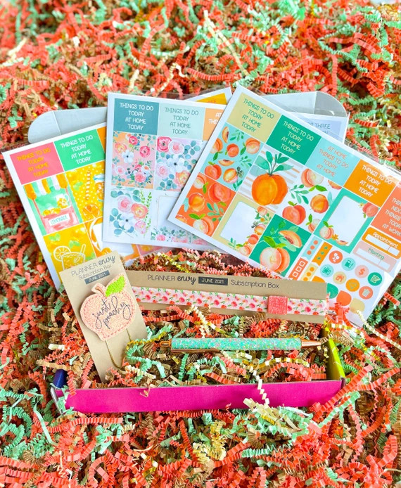 Peaches Spring Flowers Lemoade June 2021 Planner Envy Subscription Box.  No coupon discounts | Etsy (US)