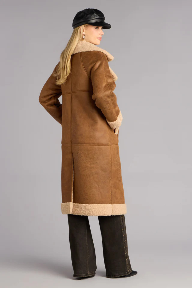 Cozy In The City Faux Sherpa Shearling Trench Coat | Windsor Stores