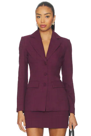 Aurelia Blazer in Wine Plaid | Revolve Clothing (Global)