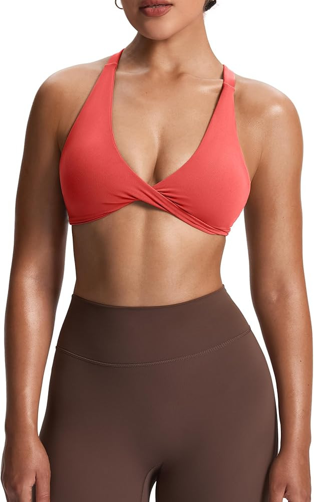 Aoxjox Women's Workout Sports Bras Fitness Satara Low Impact Bra Yoga Crop Tank | Amazon (US)