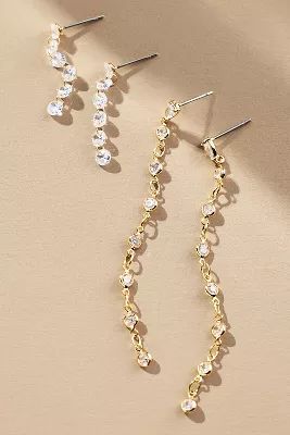 Mixed Crystal Drop Earrings, Set of 2 | Anthropologie (US)