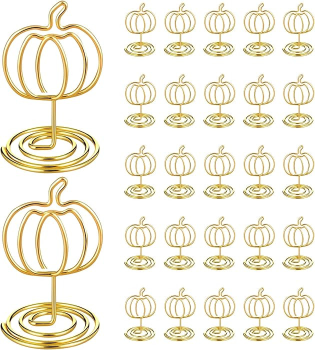 Rtteri 30 Pcs Pumpkin Picture Holders 2 Inch Fall Halloween Photo Card Table Number Holders Card ... | Amazon (US)