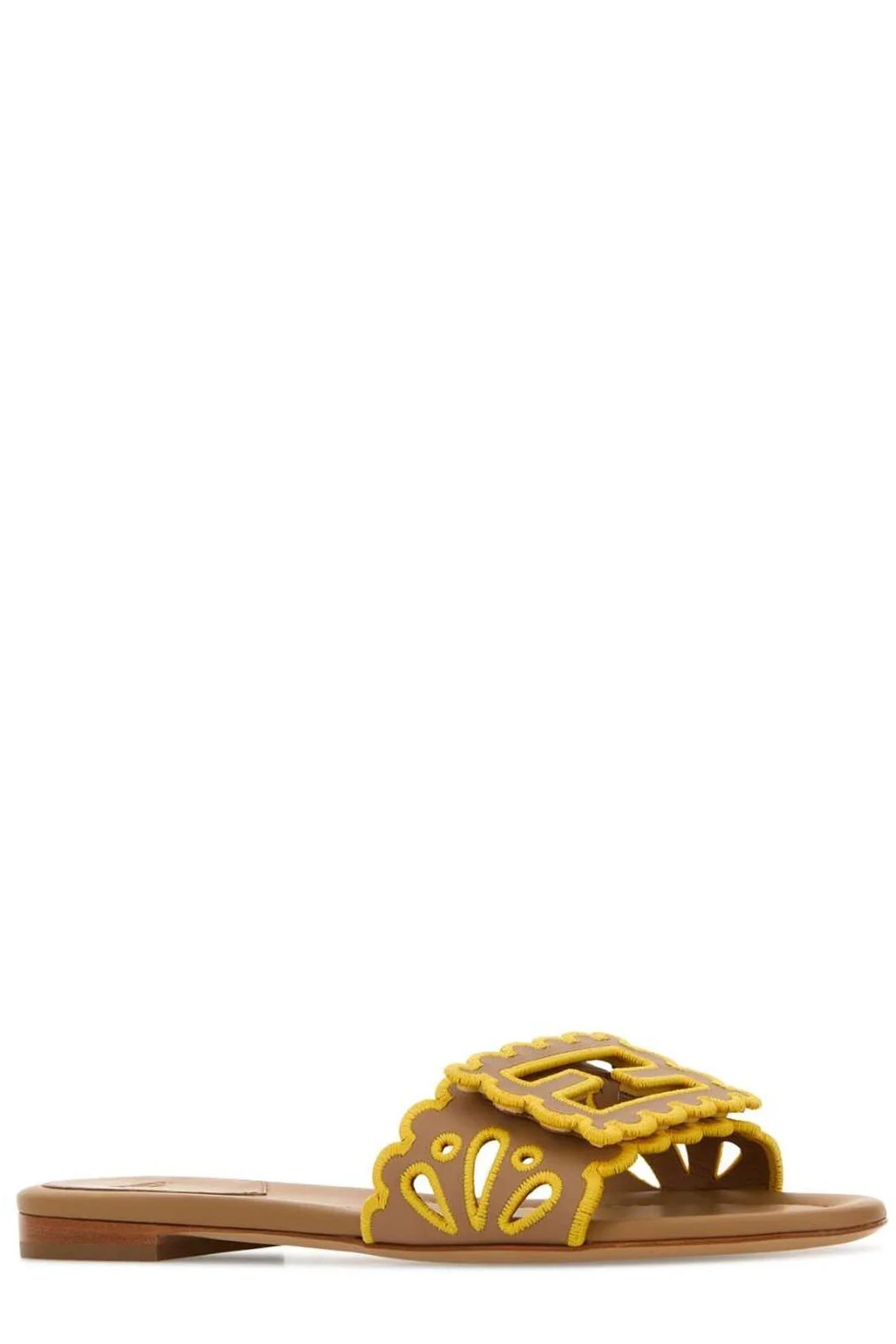 Fendi Baguette Openwork Embroidered Slides | Cettire Global