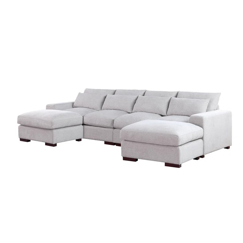 Tatman Linen Blend Sectional with 2 Ottomans | Wayfair North America