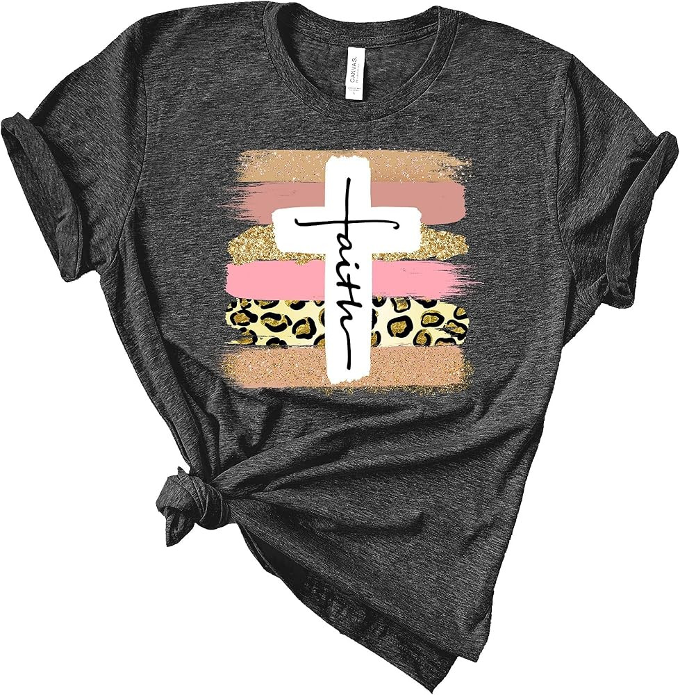 Love in Faith | Faith Cross Paint Swipe | Christian T-Shirts for Women | Faith-Based Apparel | Ch... | Amazon (US)