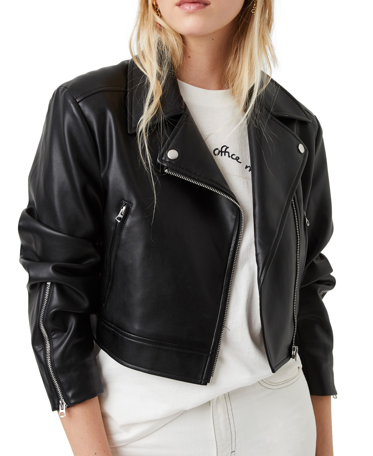 French Connection Crolenda Cropped Moto Jacket | Macys (US)