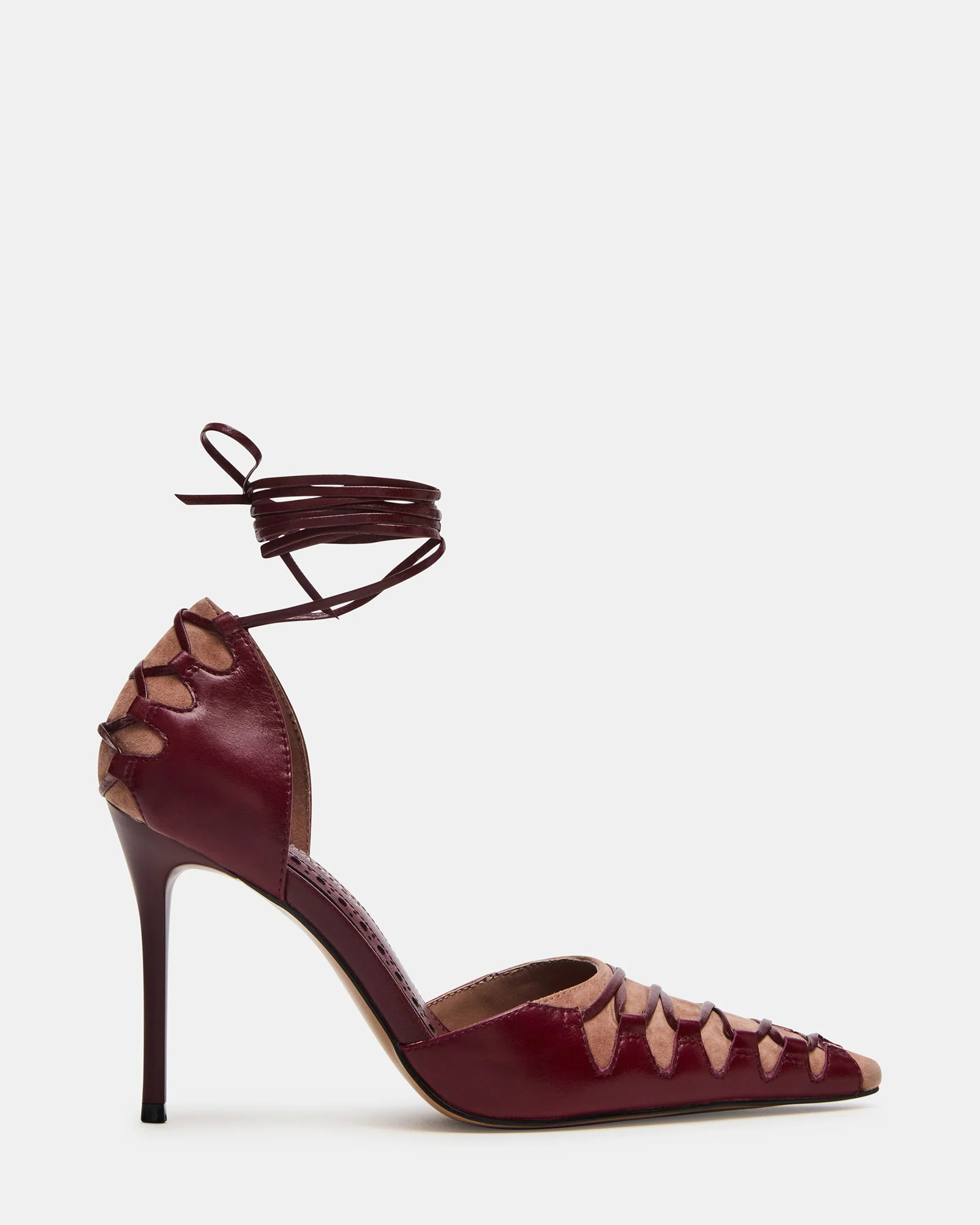 DANGER Burgundy Multi Pointed-Toe Lace-Up Stiletto Pump Women's Heel | Steve Madden (US)