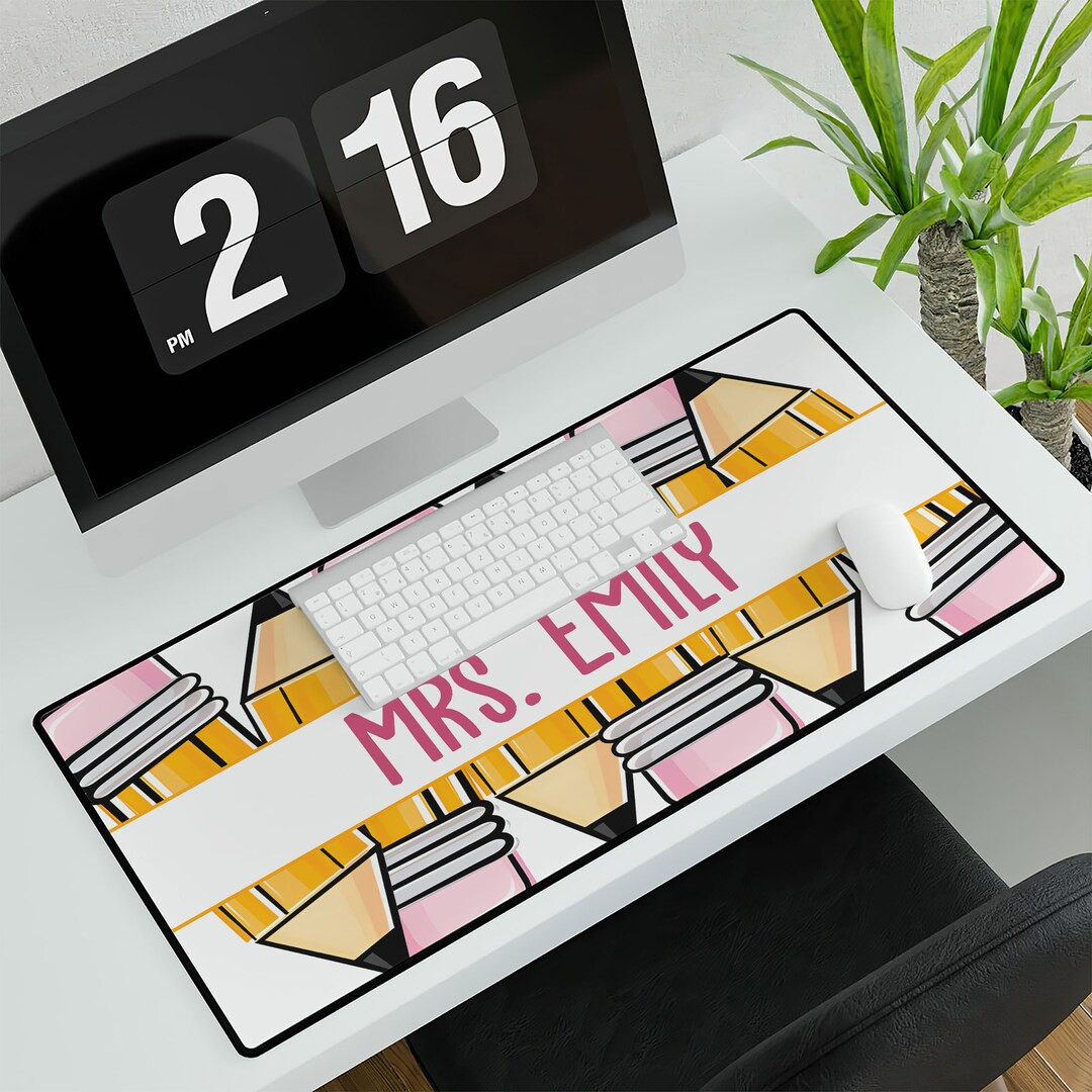 Teacher's Pencil Personalized Deskmat, Teacher Custom Name Mouse Pad, Teacher Appreciation Gift, ... | Etsy (US)