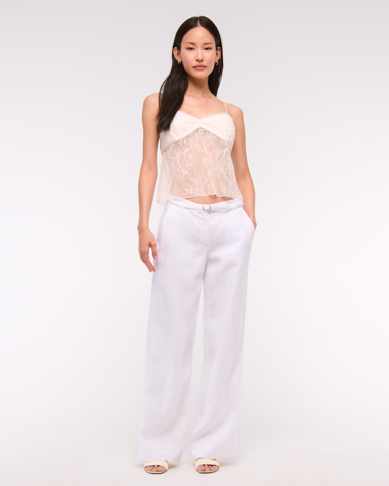 Premium Linen Belted Wide Leg Pant | Abercrombie & Fitch (US)