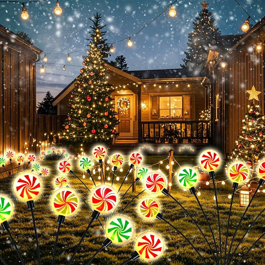 4 Pcs Upgraded Solar Christmas Candy Cane Lights,32 LED Solar Christmas Pathway Lights Outdoor Wa... | Amazon (US)