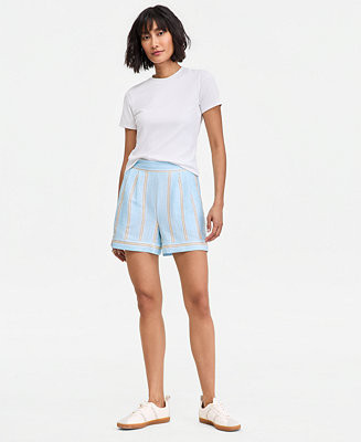 Women's Linen-Blend Tailored Pull-On Shorts | Macy's