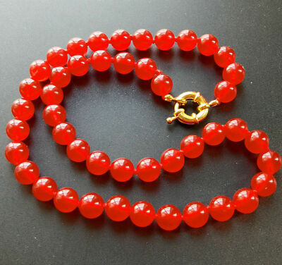 Pretty 8/10/12/14mm Natural Red Jade Round Gemstone Beads Necklace 18" AAA++ | eBay | eBay US