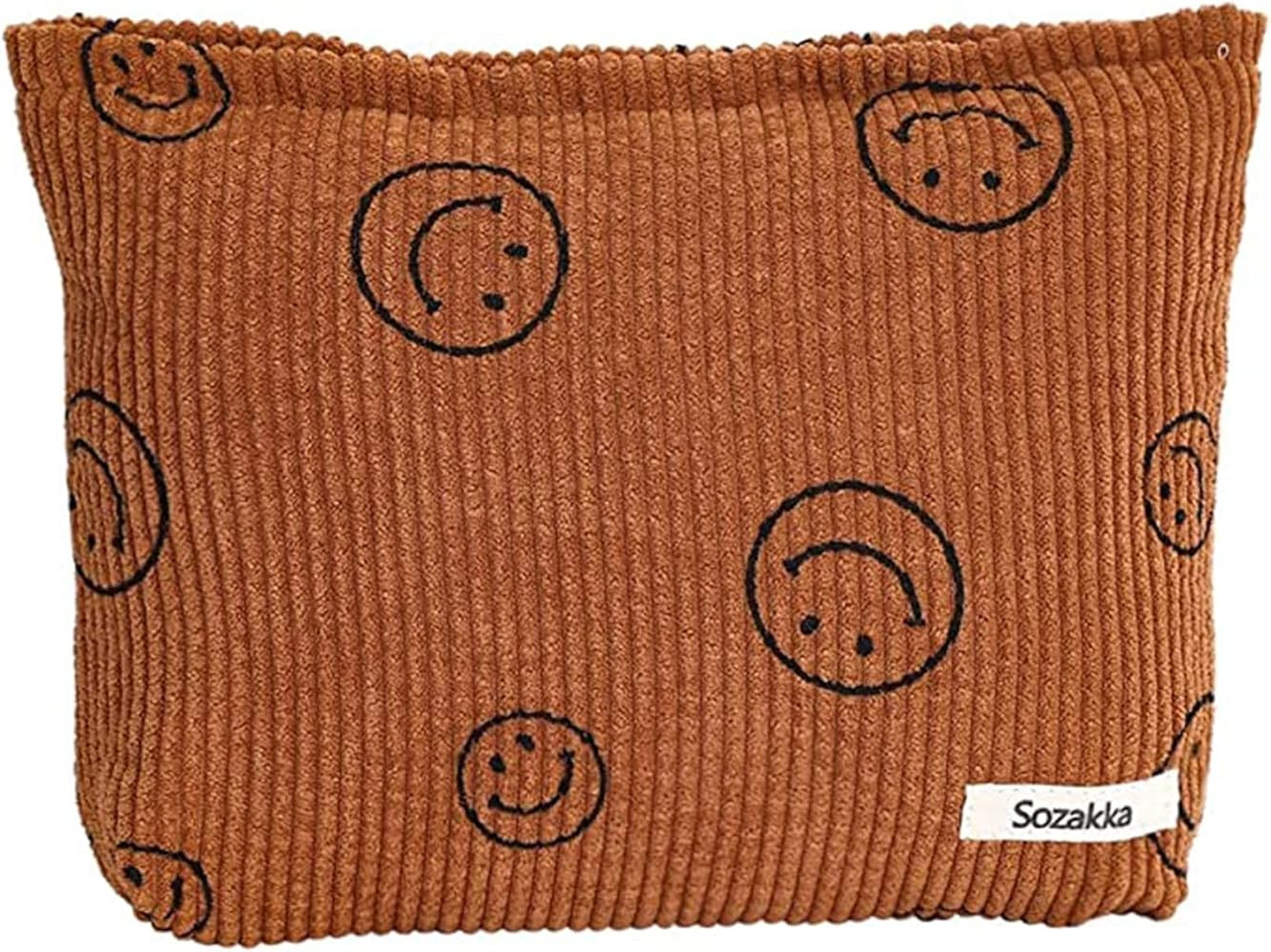 Smiley Face Cosmetic Bag Large Capacity Corduroy Makeup Bags Travel Toiletry Bag Accessories Orga... | Amazon (US)