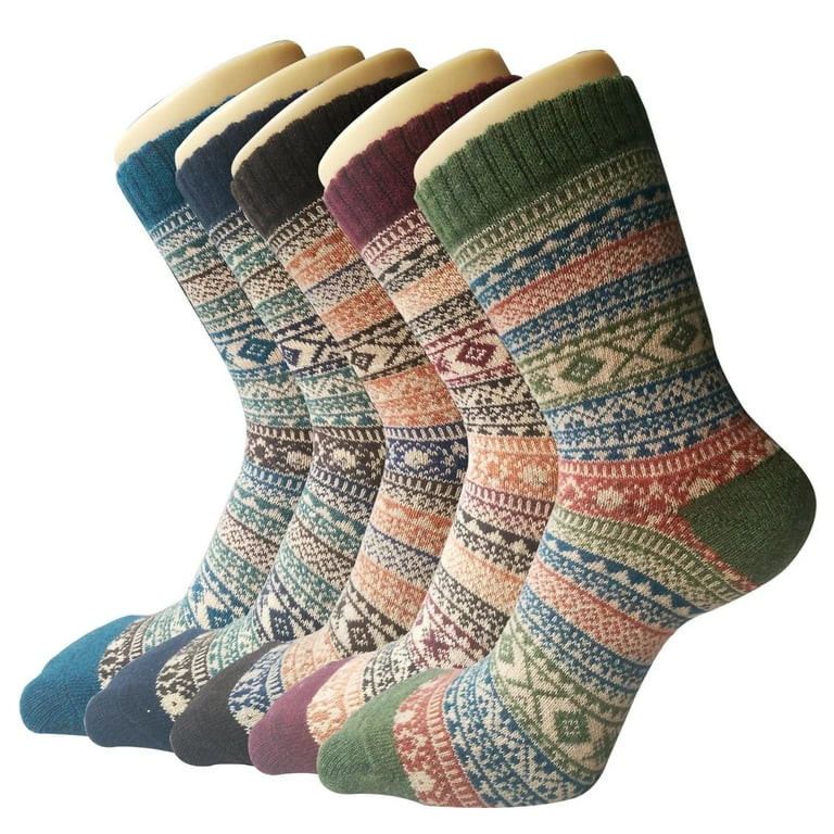 Loritta Wool Socks for Women, 5 Pairs Ladies Cozy Boot Winter Thermal Warm Thick Socks Size 5-9 | Walmart (US)