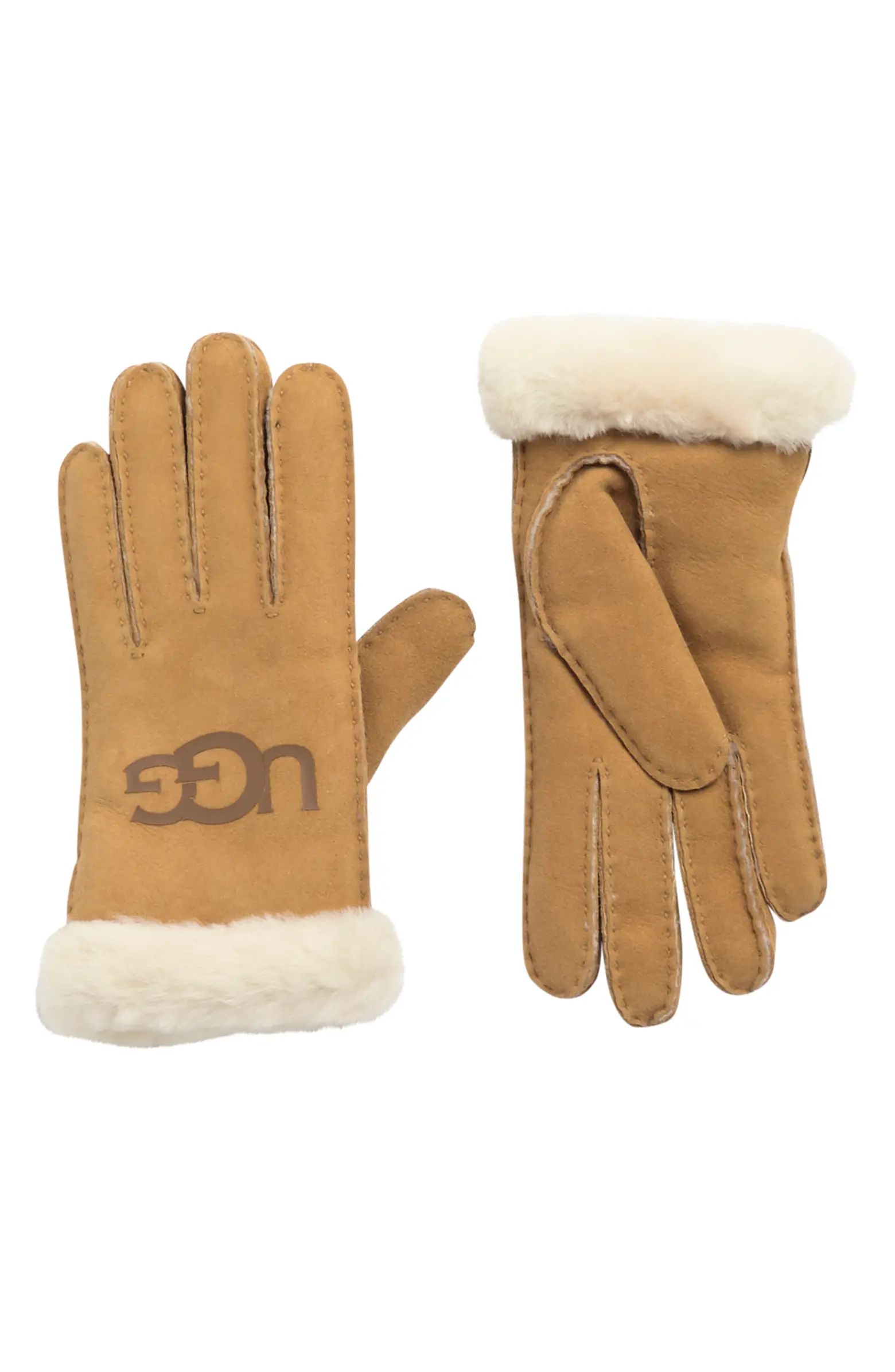 UGG® Genuine Shearling Cuff Leather Gloves | Nordstromrack | Nordstrom Rack