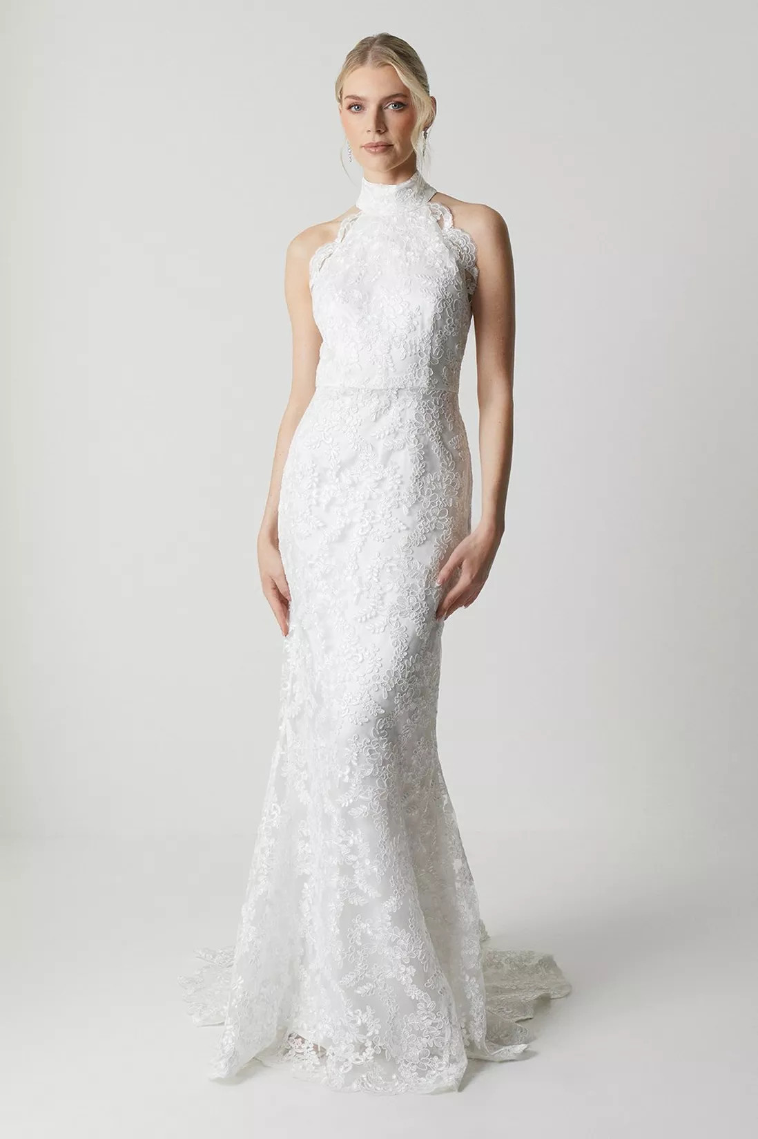 Dresses | High Neck Embroidered Mesh Wedding Dress With Train | Coast | Coast UK & IE