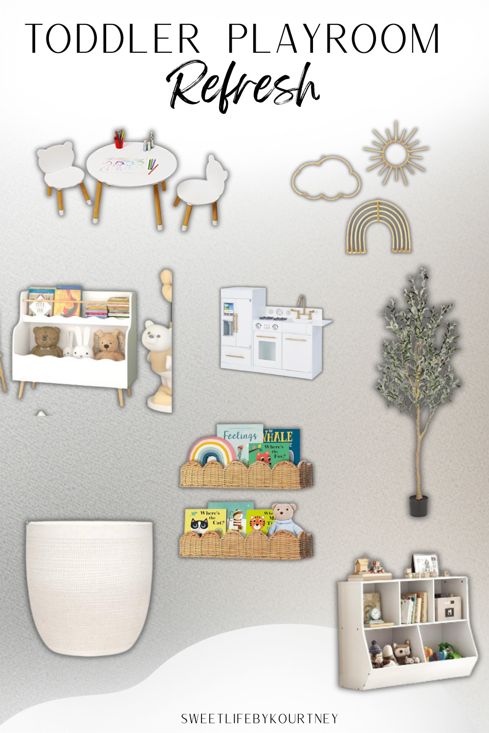 Toddler playroom refresh ideas for a cute, cozy space that still feels organized 🤍 Perfect for playroom storage, book corners, pretend play, and a soft neutral kids room look. #LTKHome #PlayroomRefresh #ToddlerPlayroom #KidsRoomIdeas #HomeFinds #SweetLifeByKourtney 

 #LTKmomlife #LTKHome #LTKKids