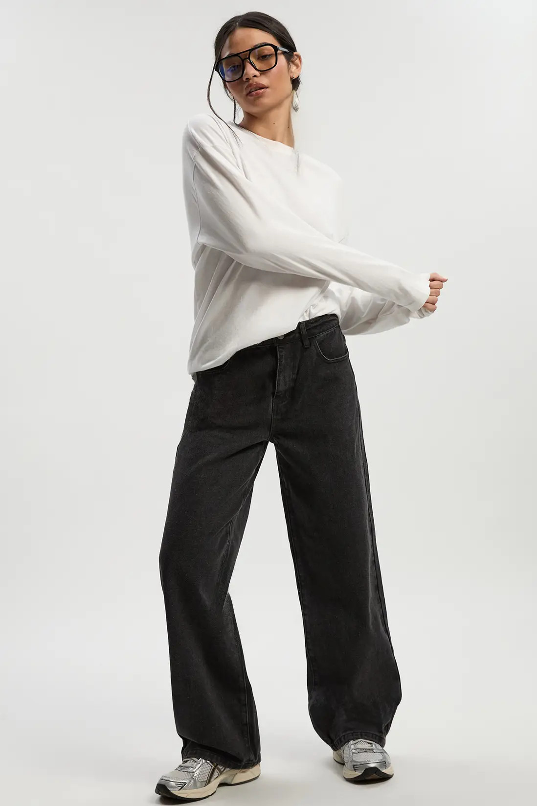 Washed Black Basic High Waist Wide Leg Jean | Boohoo | Boohoo.com (UK & IE)