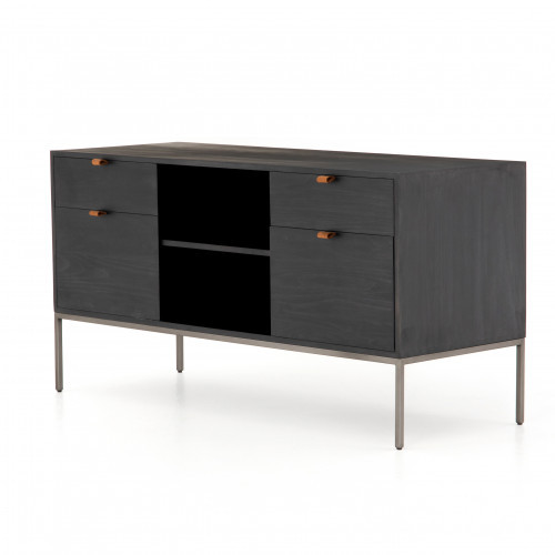 Four Hands Trey Modular Filing Credenza Black Wash | Gracious Style