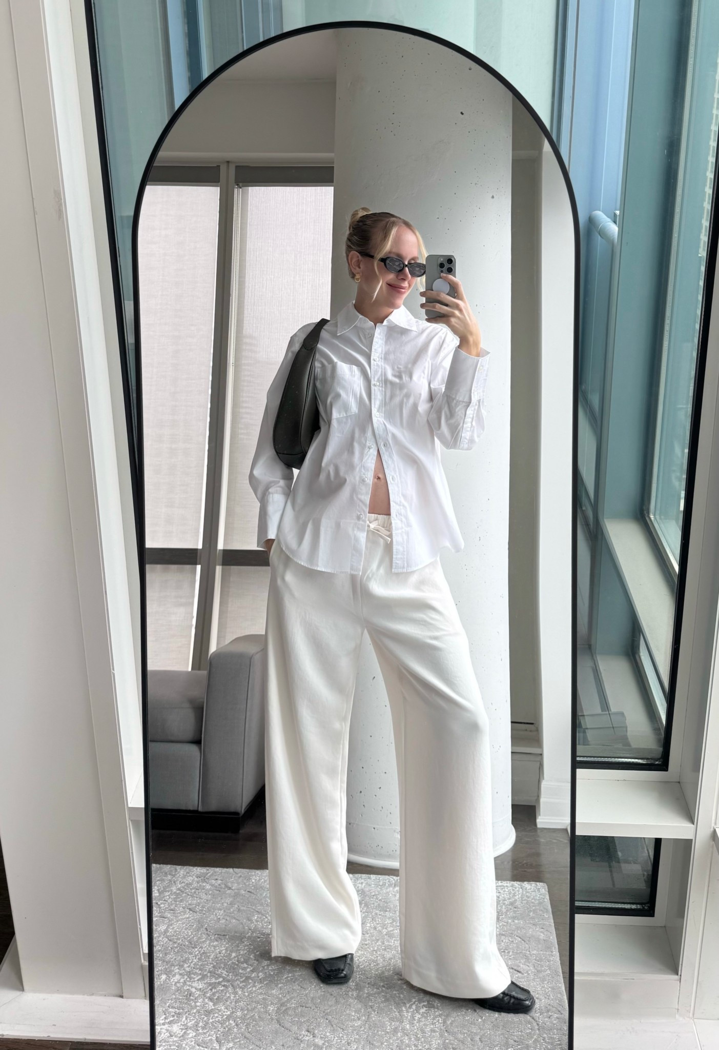 spring maternity outfit 🤍 linen shirt is in large for pregnancy 

#LTKstyletip #LTKmaternity