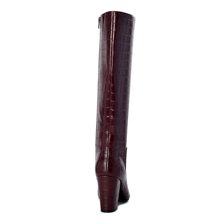 Scoop Women's Stove Pipe Knee High Croco Boots | Walmart (US)