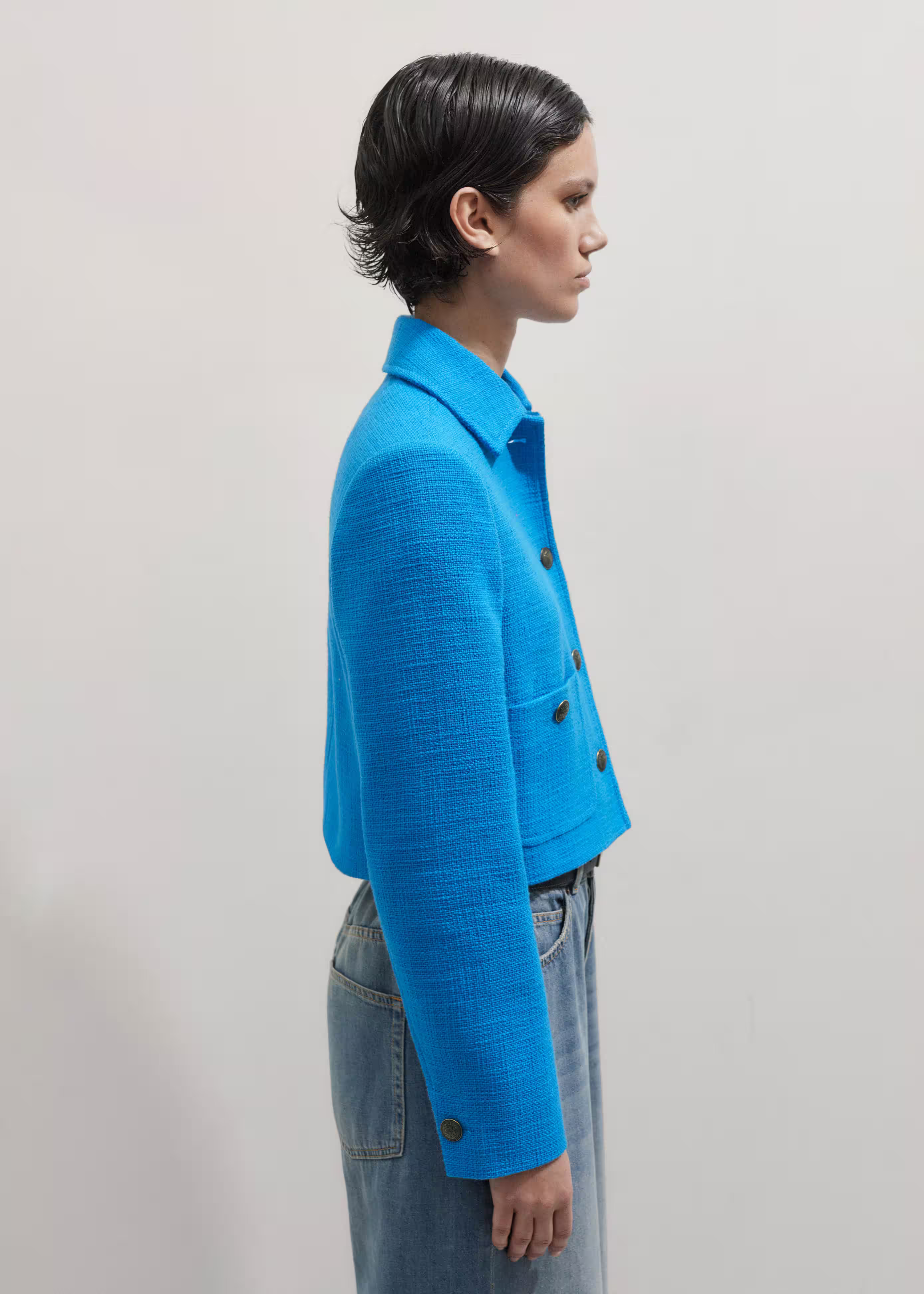 Textured Crop Jacket  Italian Textured Cotton | ME+EM Global (Excluding US)