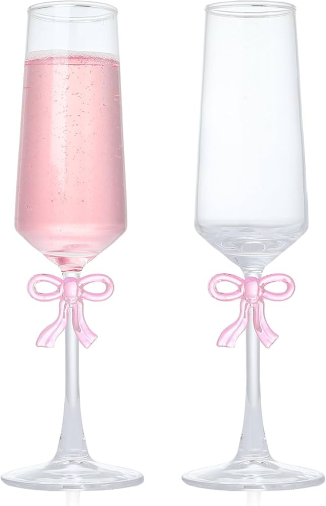 8oz Champagne Glasses Set of 2, Lead-Free Ultra-Clear Crystal Flutes with Reinforced Stems and Ro... | Amazon (US)