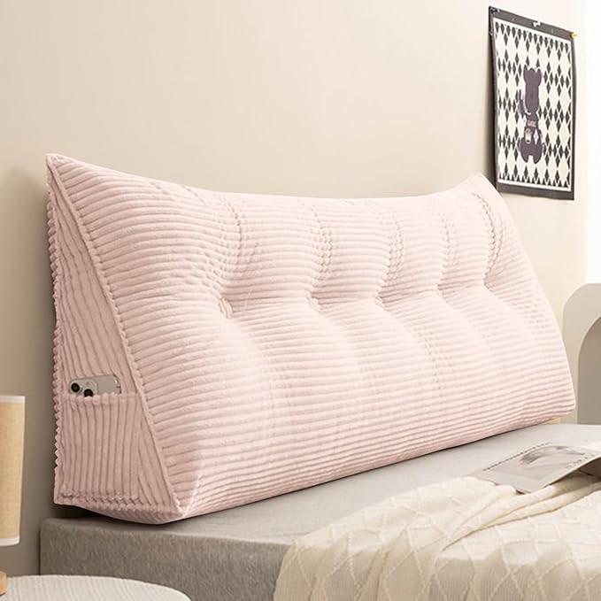 Bed Wedge Headboard Pillow Twin College Dorm Reading Back Support Corduroy Triangular Lumbar Cush... | Amazon (US)