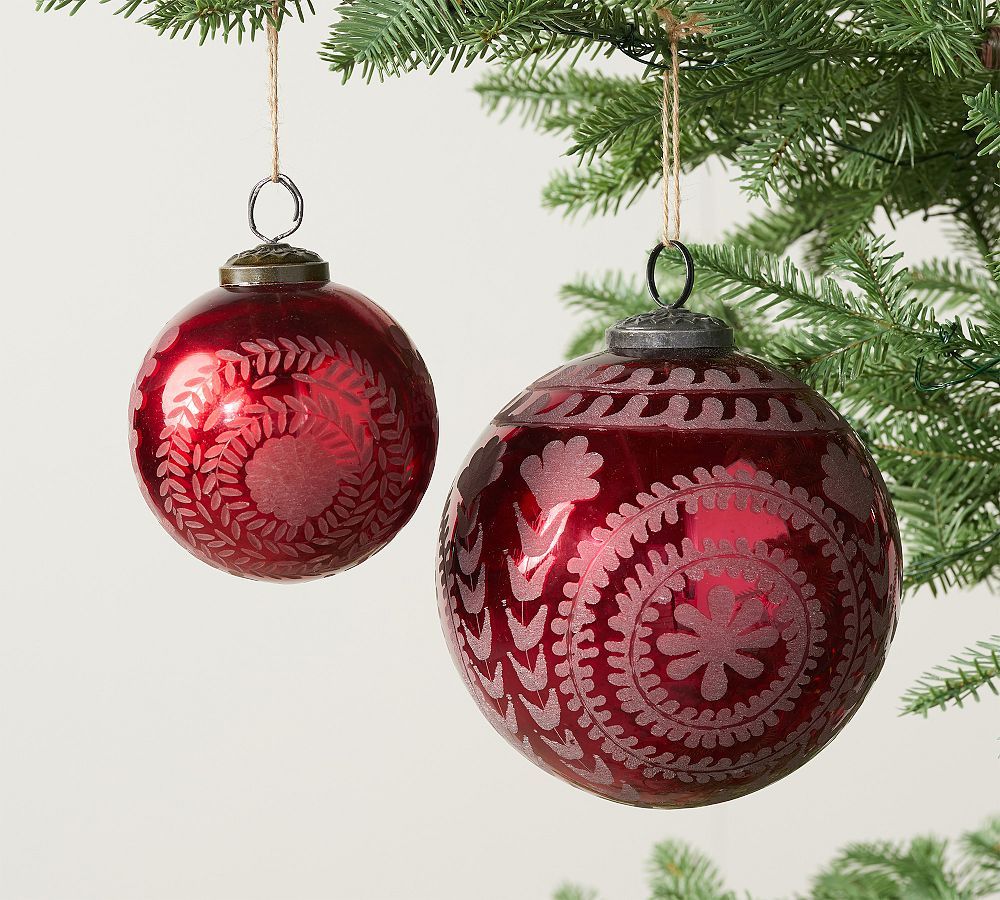 Etched Mercury Glass Ornaments | Pottery Barn (US)