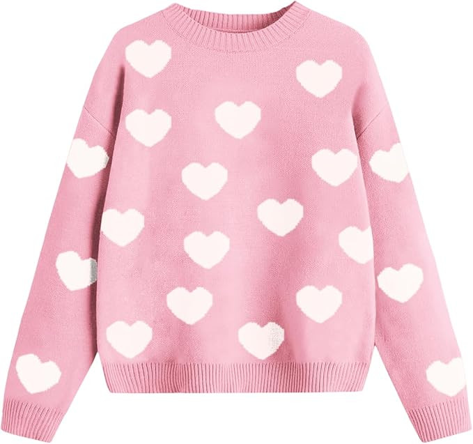 Girls Fall Sweaters Pattern Casual Crewneck Long Sleeve Knit Pullover Tops for Kids Size 5-14 Yea... | Amazon (US)