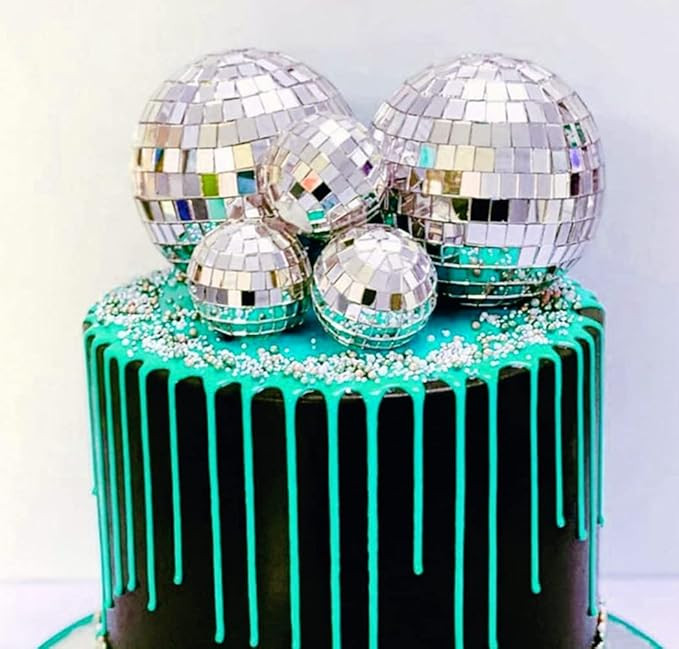 JeVenis Disco Ball Cake Decoration 70's Disco Cake Decoration Disco Ball Toppers Saturday Night F... | Amazon (US)