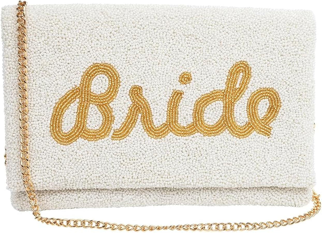 Clutch Purse for Wedding Day Beaded Clutch Purse Bachelorette Party Bridal Shower,Engagement Gift... | Amazon (US)