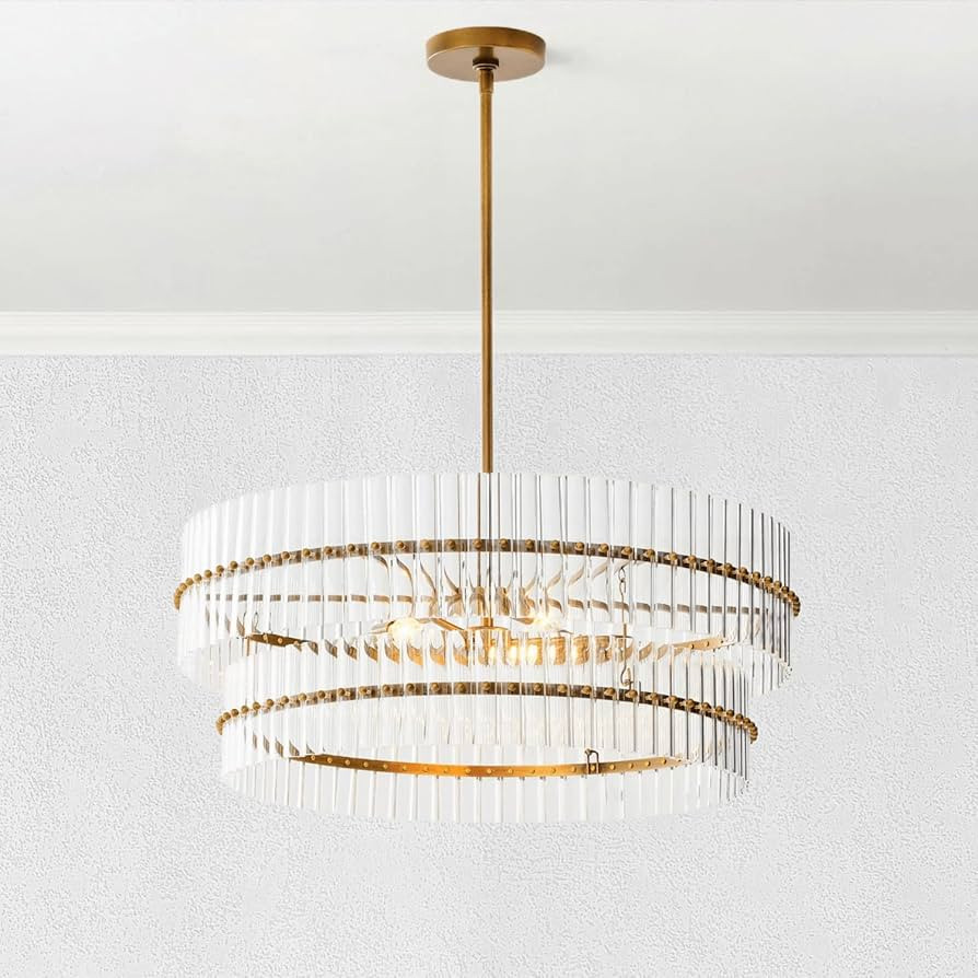 Crystal Round Chandelier, Mallory Crystal Round Chandelier 29.5" Dia. x 65" h | Amazon (US)