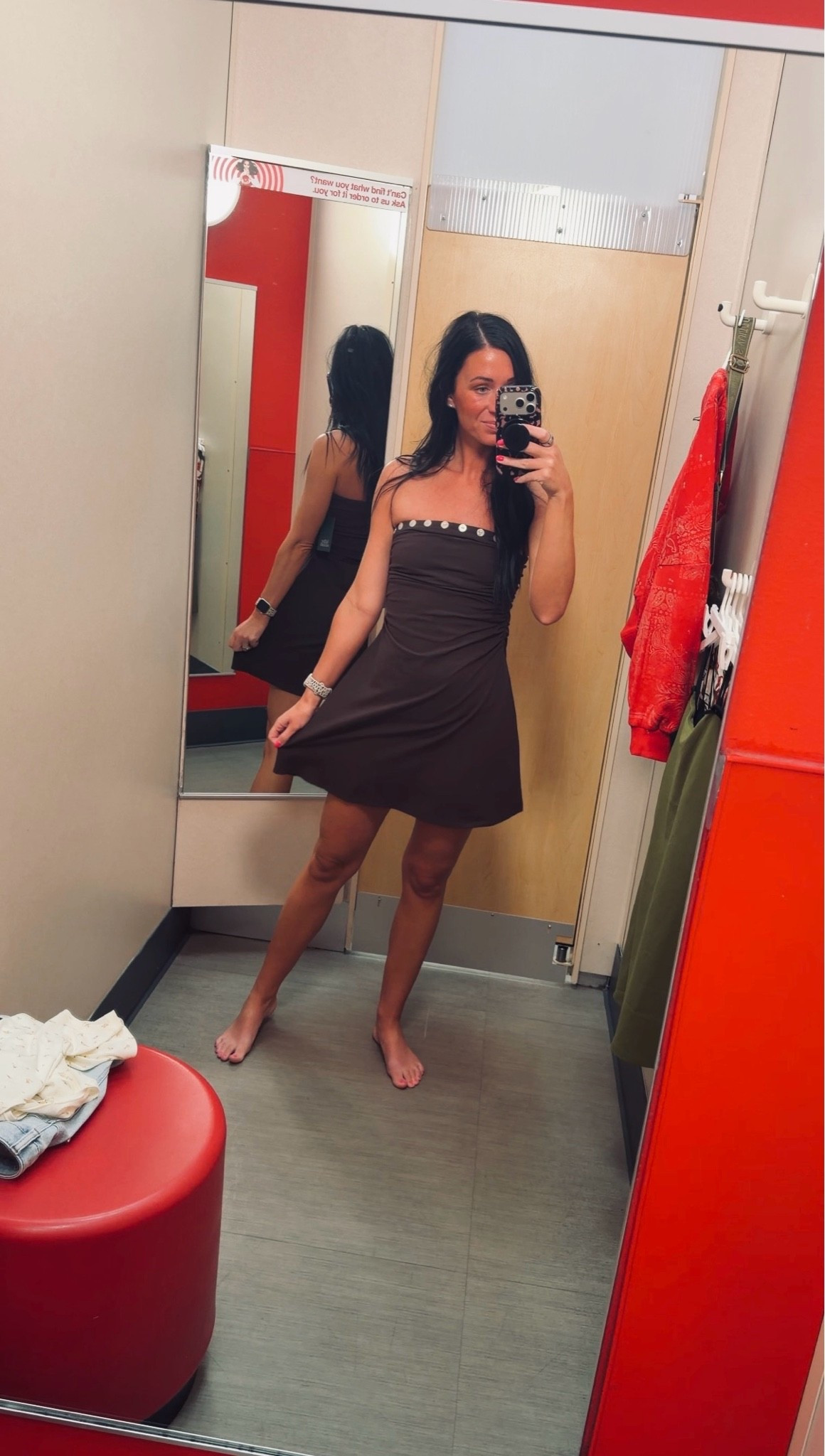 Cutest strapless dress with pearl button detailing at Target. Wearing XS

#LTKootd #LTKgrwm #LTKPetite