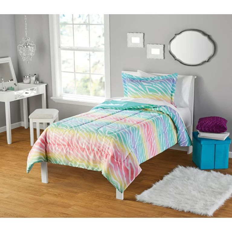 Pastel Rainbow Zebra Comforter Set - Twin XL | Walmart (US)